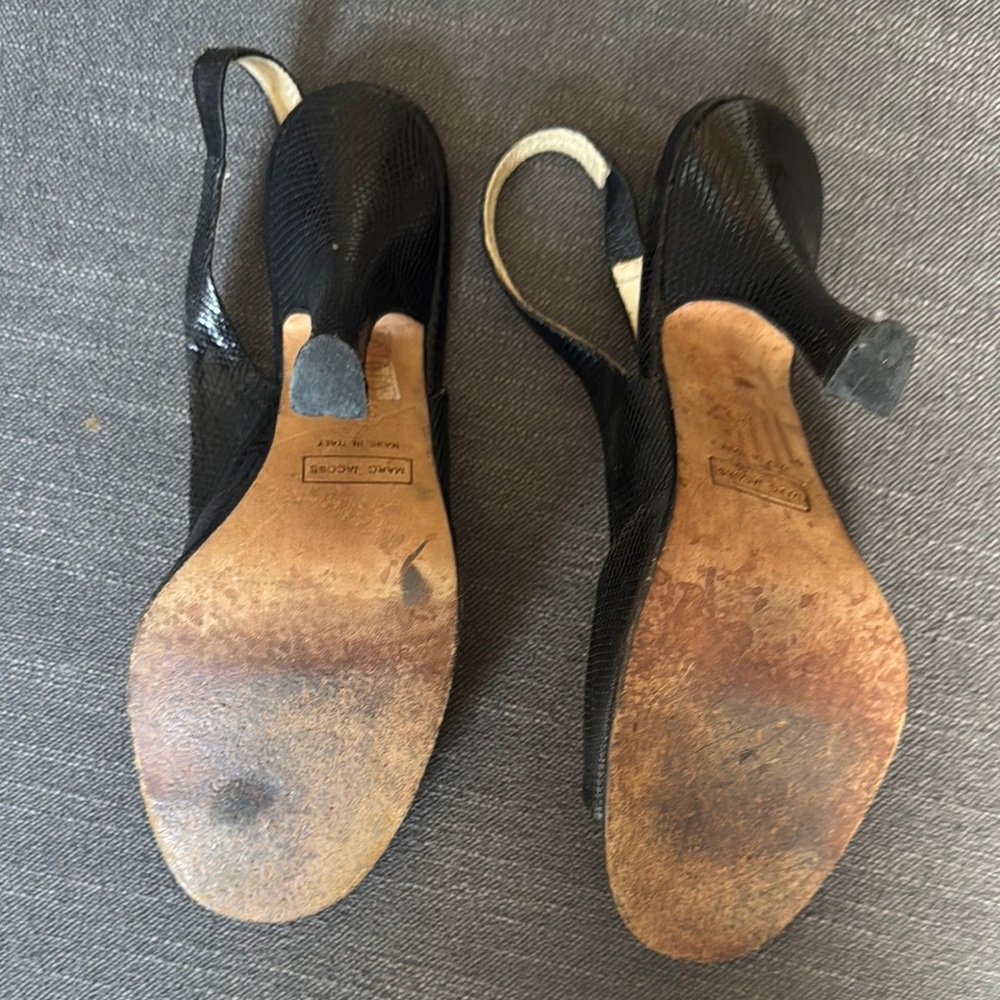 Marc Jacobs Vintage 1990’s Black Slingback Heels 38.5 - Picture 5 of 7